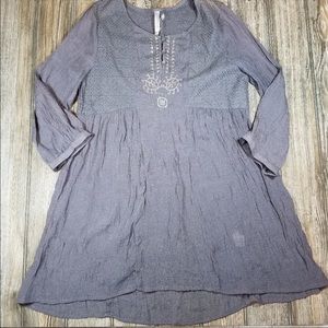 Monoreno Tie Back Gauzy Tunic Blouse